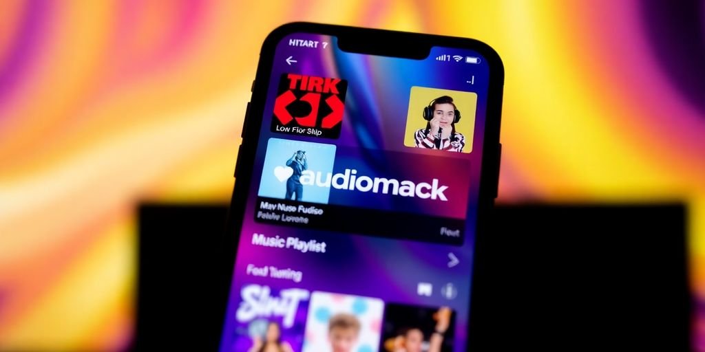 Imagem de tela do aplicativo Audiomack no celular.