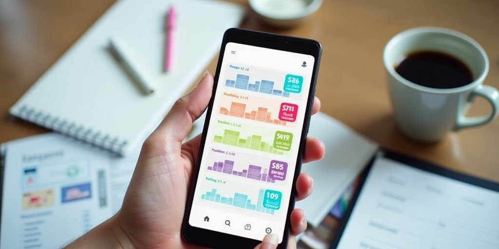 Imagem de smartphone com aplicativo de finanças pessoais.