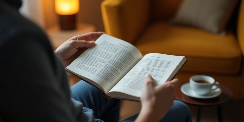 Pessoa lendo um livro sobre psicologia financeira.