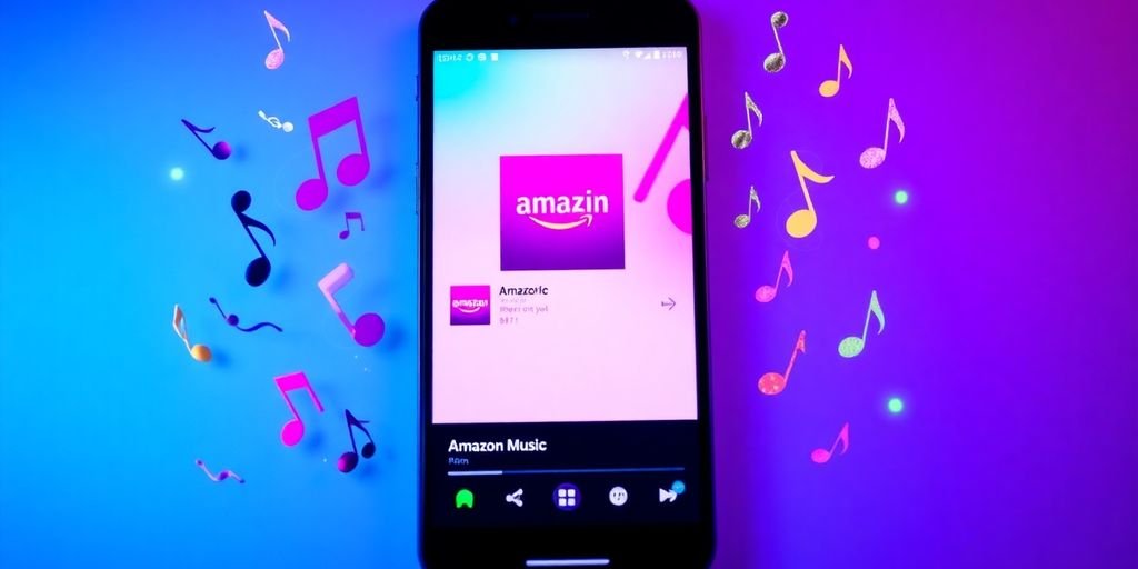 Interface do aplicativo Amazon Music em um smartphone.