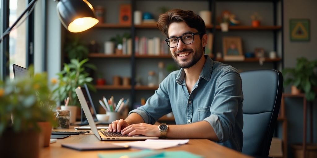 Empreendedor individual em seu ambiente de trabalho.