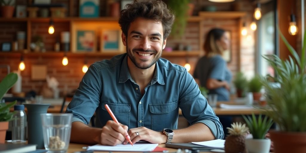 Empreendedor individual trabalhando em seu negócio.