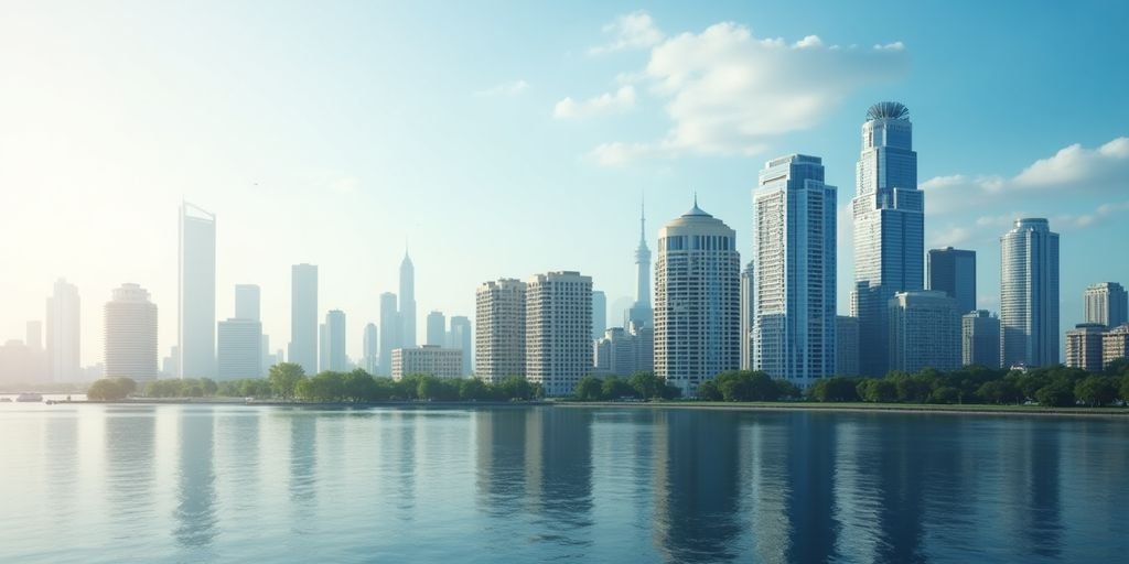 Imagem de um skyline urbano moderno.