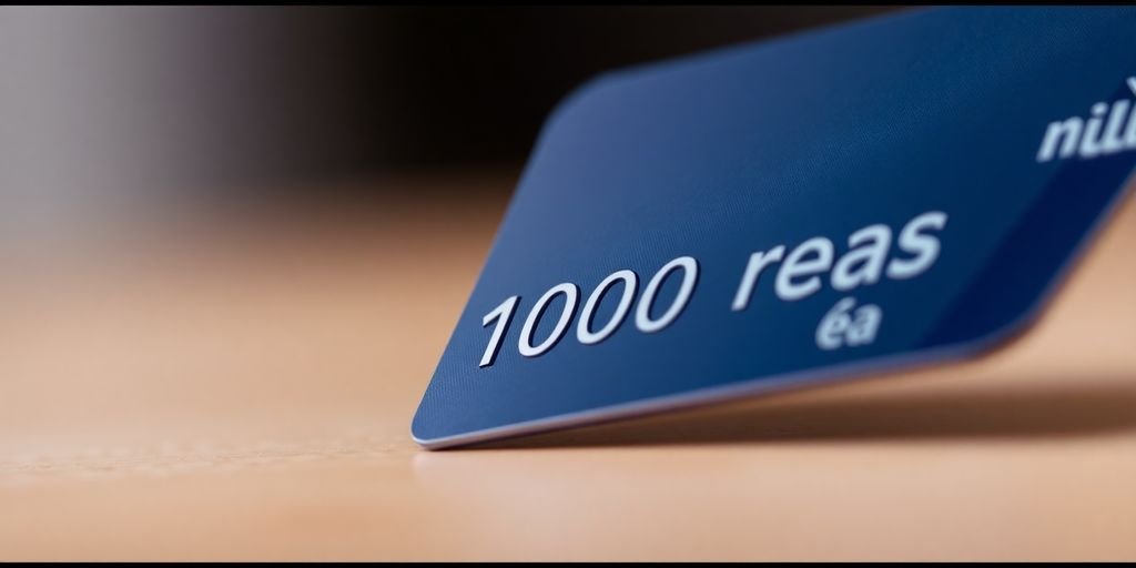 Close-up of a 1,000 reais credit card.