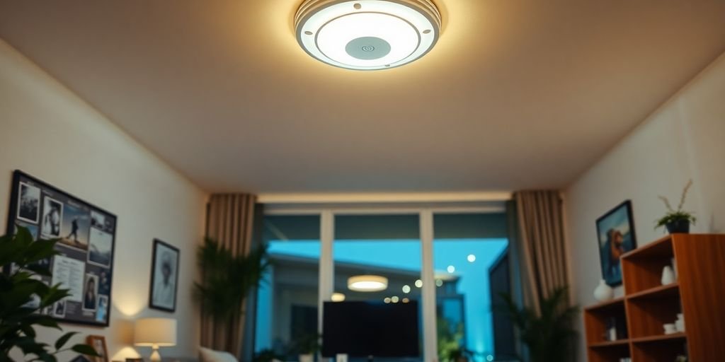 Sensores de presença instalados em um ambiente moderno.